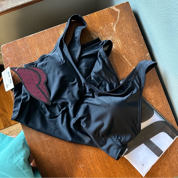 BONA FIDE {NWT} Pool Body One Piece Swimsuit | Large (8-10) Black - Picture 2 of 9